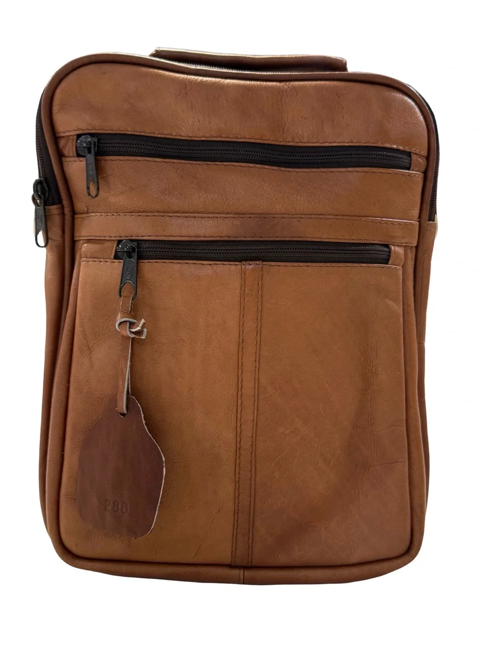 Vintage Geonardi Genuine Leather Crossbody Messenger Bag Brown Made in Colombia